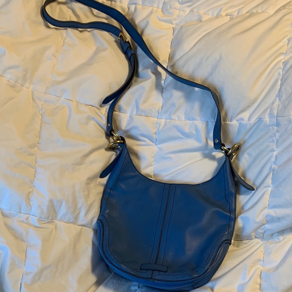 Cole Haan denim Blue leather Women's Shoulder Bag guc